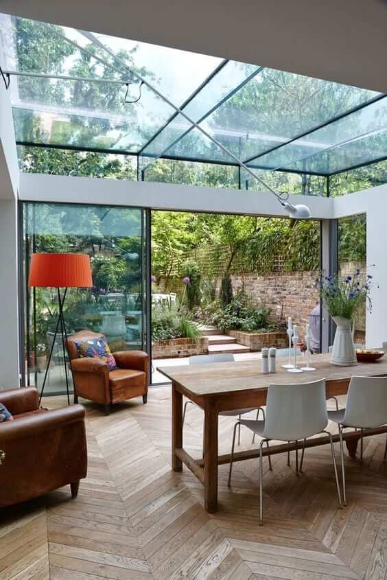 Modern wooden conservatory floor